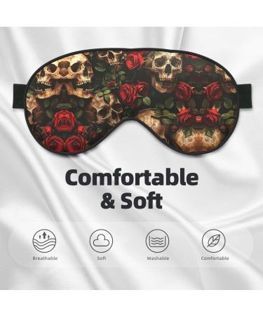 SSIMOO Skull & Red Rose Soft Sleep Eye Mask | Breathable Travel Eye Patch for Relaxation | Black - Buy Online on GoSupps.com