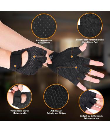 Yasdyri Fitness Gloves for Men & Women - Anti-Slide Silicone Breathable Sports Gloves for Weight Lifting & Cycling - 2 Pieces Black Palm Protection - Buy Online on GoSupps.com