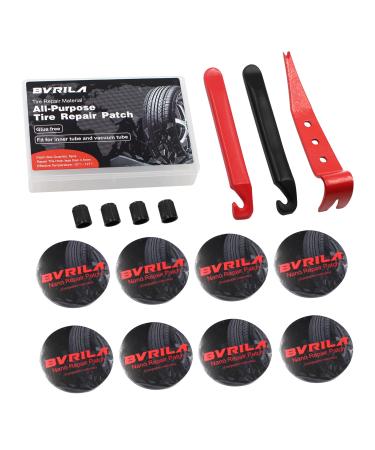 BVRILA Glueless Bike Tire Puncture Repair Patch Kit, 8 PCS Pre Glued Patches, 3 PCS Strong Bike Tire Levers, 33mm