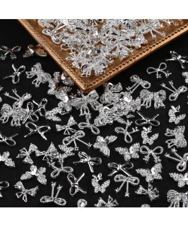50 Pieces 3D Alloy Bow & Butterfly Nail Charms - Silver Nail Art Decorations for Stunning Nail Designs - Buy Online on GoSupps.com