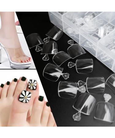 AddFavor 240pcs Clear Short Square Toe Nail Tips - Full Cover Soft Gel X Toenail Tips for Salon & Home Pedicure - Buy Online on GoSupps.com