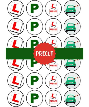 24 PRECUT Learner Driver Pass Edible Cupcake Toppers Driving Test Cupcake Toppers - wafer card disc cake decorations STAND UP - Buy Online on GoSupps.com