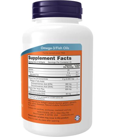Now Foods Red Omega Red Yeast Rice with CoQ10 30mg - 90 Softgels | Heart Health Supplement - Buy Online on GoSupps.com