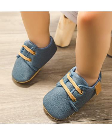 Baby Boys Girls Anti-Slip First Walking Shoes 12-18 Months Blue - PU Leather Oxford Loafer Flats - Buy Online on GoSupps.com
