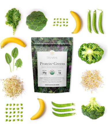 Truvani Protein + Greens: Organic Non-GMO Vegan Gluten Free Dairy Free | Daily Greens & Protein with a Delicious Splash of Sweetness - Buy Online on GoSupps.com