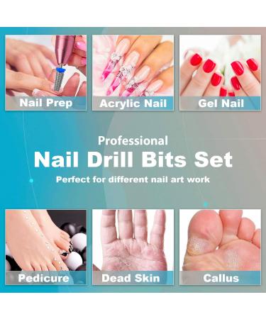 3Pcs Carbide 5 in 1 Nail Drill Bit Set - Left and Right Handed Use - XF F M C 3/32 Brocas Para Drill Nails for Acrylic Gel - Fast Sliver Removal - Buy Online on GoSupps.com