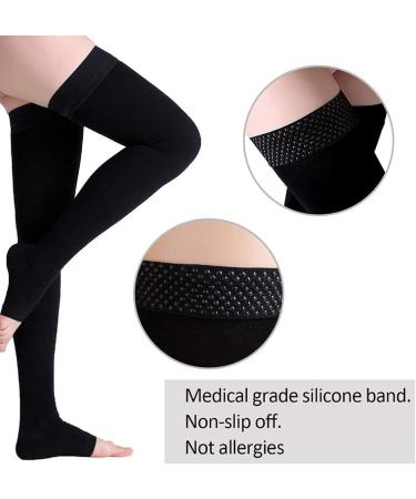 Wallfire Medical Compression Stockings 23-32mmHg - Thigh High Socks for Varicose Veins Relief for Women & Men - Black Large (2 Pack) - Buy Online on GoSupps.com