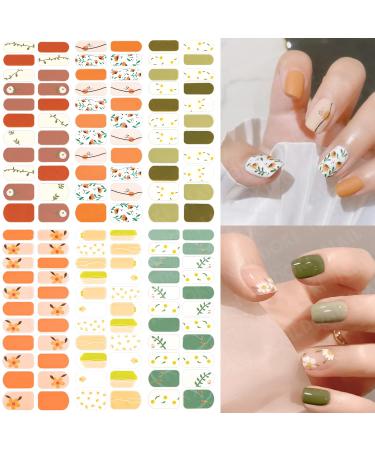 NAILDOKI Nail Stickers 6 Sheets x 22 Pieces Full Wraps Nail Polish Strips  Self-Adhesive Gel Nail Art Decals for Women Girls A-04