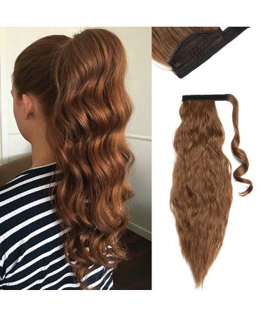 SEGO 50cm Ponytail Extension Hairpiece Braid Corn Wavy Ponytail Hair Extension Curly Synthetic Hair 12# White Brown