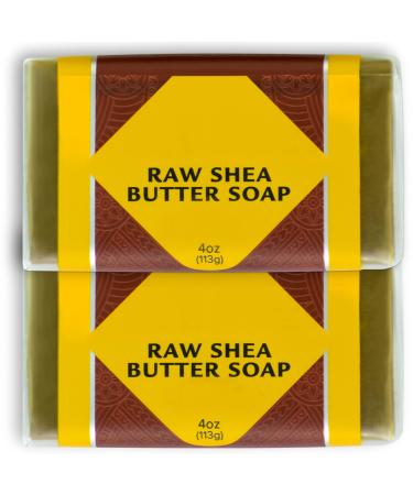 R-NEU Raw Shea Butter Soap Bar with Rosemary For All Skin Types Natural Face & Body Wash 4 oz Each (2 Pack) 1 Count (Pack of 2)
