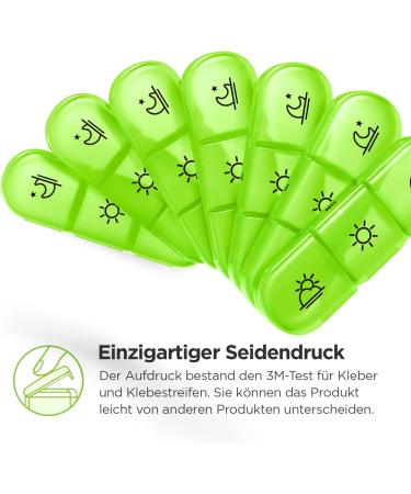 Buy Auvon Weekly Pill Box - 7 Days 3 Compartments for Vitamins & Medications | Portable Green Tablet Organizer - Buy Online on GoSupps.com