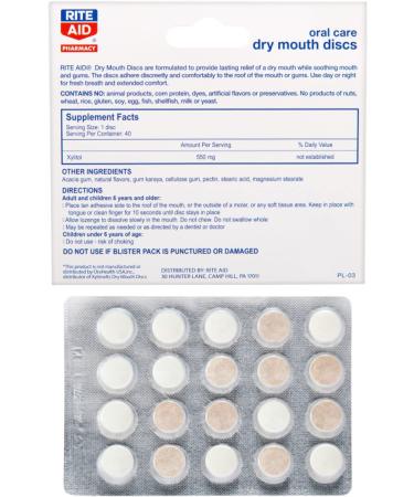 Rite Aid Dry Mouth Discs - 40 Discs | Mint Flavor | Oral Care Moisturizer & Freshener - Buy Online on GoSupps.com