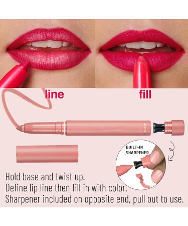 Lip Liner Creamy Nude Lip Liner and Lipstick Set Super Pigmented 2-In-1 Matte Lip Liners Lip Crayon Pen Built-in Sharpener Waterproof Non-fading Long Lasting Lip Stick & Lipliner Pencil for Women - Buy Online on GoSupps.com