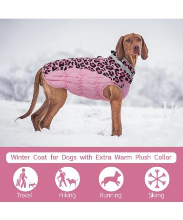 Kuoser Warm Dog Jacket - Reflective & Windproof Coat for Small & Large Dogs | Fashionable Winter Coat in Pink XXXL & 3XL - Buy Online on GoSupps.com