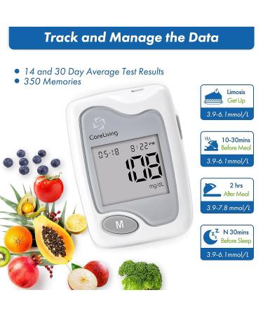 CareLiving Blood Glucose Monitor Kit with 50 Test Strips and Lancets - Diabetes Testing Kit for Home Use - Buy Online on GoSupps.com