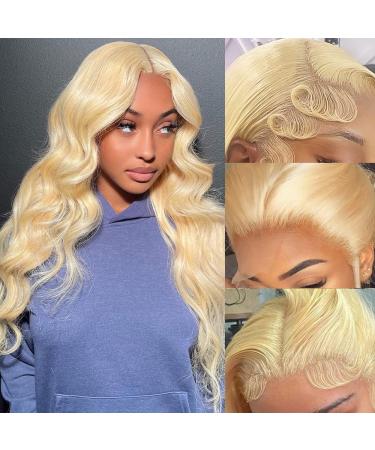 Manyisi 613 Blonde Body Wave 13x4 Lace Front Wig | Pre Plucked Brazilian Virgin Human Hair | 22 Inch 150% Density HD Lace Frontal Wig - Buy Online on GoSupps.com