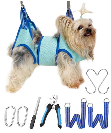 Kkiimatt pet care hammock tableware dog care hammock Small dogs dog-hinge trim hammock with nail clipper dog hooking mat for care with a wide strap (XX-Small 3.5 kg max/turquoise) xx-small 3.5 kg max/turquoise