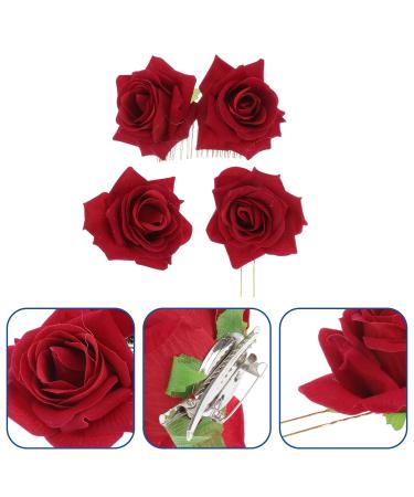 3pcs Rose Hair Accessories Set | U-shaped Hair Stick Side Comb & Tie for Women & Girls | Perfect for Any Occasion - Buy Online on GoSupps.com