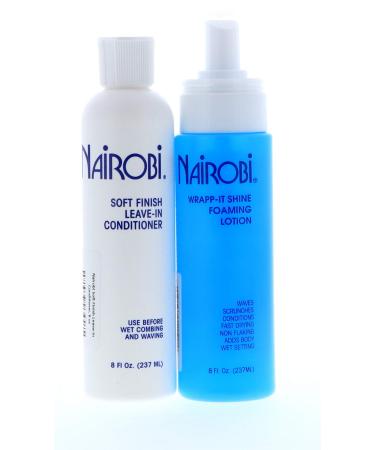 Nairobi SET (w/Triple Benefit Lip Stick) Wrapp-It Shine Lotion 8oz + Soft Finsh Leave-in Conditioner 8oz