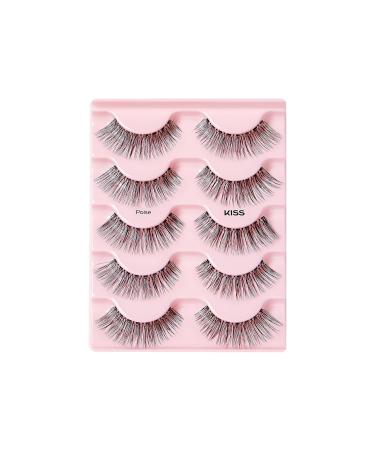 KISS Looks So Natural False Eyelashes Multipack - Lightweight Comfortable Reusable Cruelty-Free Contact Lens Friendly | 5 Pairs of Style Poise - Buy Online on GoSupps.com