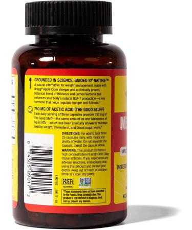 Bragg Metabolism Support Apple Cider Vinegar Capsules with Botanical Blend - 90 Capsules - Increased GLP-1 Support for Weight Management Appetite Control and Fullness - Buy Online on GoSupps.com