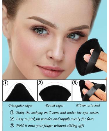 NIACONN Soft Velour Triangle Powder Puff Set with Reusable Makeup Setting Puffs - Black (4pcs) - Buy Online on GoSupps.com