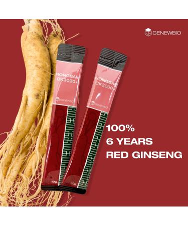 GENEWBIO CK3000+ 6 Year Old Panax Red Ginseng Extract 100% 3000mg per Stick High Ginsenoside (30mg) No Sugar No Additives Fermented Korean Red Ginseng Energy & Immune Support 30 Sticks - Buy Online on GoSupps.com