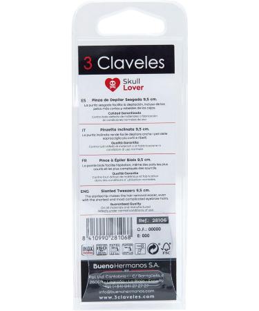 3 Claveles - Hair Removal Tweezers Skewer Decorated Skull Lovers Collection Stainless Steel Hair Removal Tweezers 9.5cm Clamp SESGADA - Buy Online on GoSupps.com