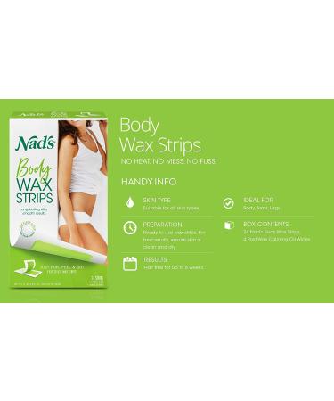 Nad's Body Wax Strips for Women - 24 Count with 4 Calming Oil Wipes - Buy Online on GoSupps.com