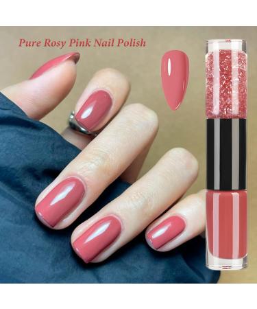 Pink Nail Polish Quick Dry 2 in 1 Glitter Nail Polish Set No Need Cure Nail Varnishes Glossy Finish Long Lasting Easy to Apply DIY Nail Art Manicure at Home Salon Gift for Girls & Women - Buy Online on GoSupps.com