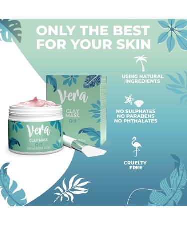 Vera Pink Healing Earth Mask with Aloe Vera & Hemp Seeds - Anti-Pimple Clay Mask for Healthy Skin | 100ml - Buy Online on GoSupps.com