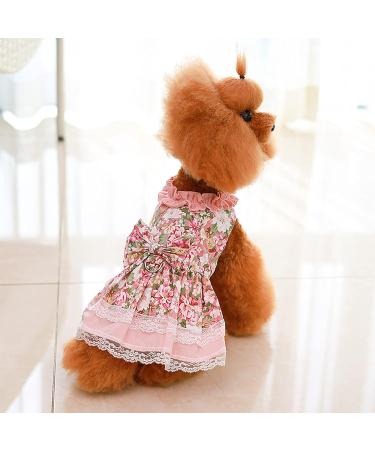 Petyoung Floral Cat Clothes with Leash Stylish Pink Princess Dress & Skirt for Small Dogs & Cats | XXL Size - Buy Online on GoSupps.com