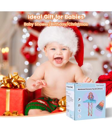 Tameler Montessori Teething Toys for 1 Year Old | Silicone Pull String & Stacking Rings for Babies 3-6-12 Months | Sensory Toys for Toddlers 1-3 | Autism-Friendly Travel Activity Set in Blue - Buy Online on GoSupps.com