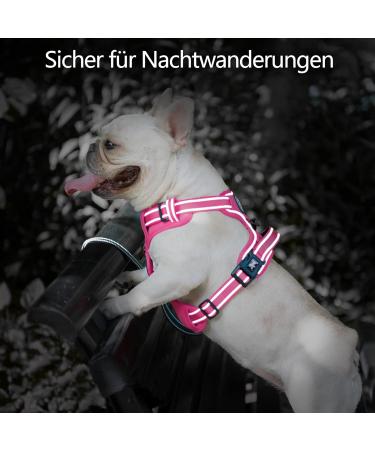 POPOT Reflective Dog Harness for Medium Dogs | Adjustable Softly Padded No-Choke Pet Vest with Control Handle (Pink Size M) - International Shipping Available - Buy Online on GoSupps.com