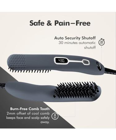 Aberlite EDC Beard Straightener Brush - Professional Heated Comb for Men - Short & Long Beards - Grey - Ideal for Home and Travel - Buy Online on GoSupps.com