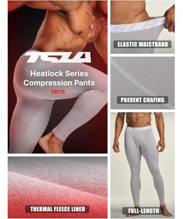 TSLA 2 Pack Men's Thermal Compression Underwear - Winter Sports Leggings with Fleece Lining - Light Grey/Pink XL - Buy Online on GoSupps.com