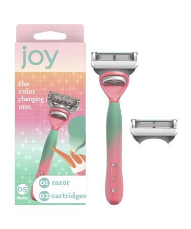 Joy Color-Changing Razor for Women Shave Kit with 1 Handle + 2 Razor Blade Refills