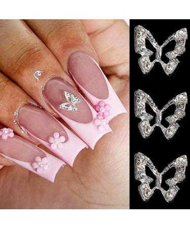 FEIlei Butterfly Nail Charms Metal Nail Studs 3D Nail Rhinestones Nail Art Decorations - Buy Online on GoSupps.com