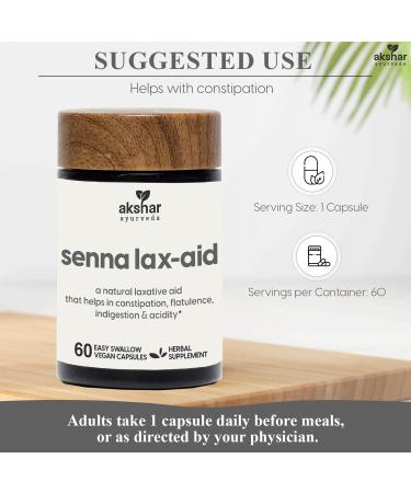 AKSHAR Ayurveda - Senna Lax Aid Herbal Constipation Relief & Laxative - Natural Bloating, Gas, Indigestion & Constipation Supplement - Vegan Cruelty Free (60 Count) - Buy Online on GoSupps.com
