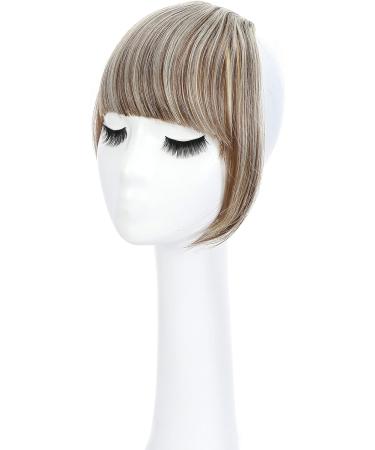 Clip In Bangs Hair Extensions - Neat Front Full Bangs Fringe, Light Brown & Bleach Blonde, Straight Hairpiece for Women - Buy Online on GoSupps.com