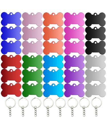 Dog brand bone Dog brands made of aluminum 30stk Designage brand 2.5 x 3.8cm address trailer dog waterproof with 30 dog brand chain for DIY dogs and cats pet detection brand 30 dog brand + 30 trailer chains