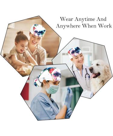 Watercolor French Bulldog Scrub Caps: Bouffant Working Hat with Ponytail Holder 2PCS - Pattern 01 - Buy Online on GoSupps.com