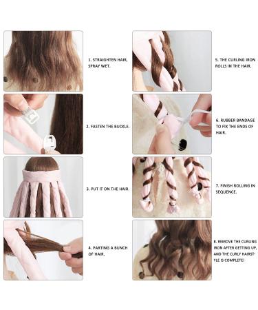 Heatless Curling Rod Headband - Pink Silky Lazy Wavy Hair Set | DIY Hair Styling Tool with 4 Clips for Long Hair - Buy Online on GoSupps.com