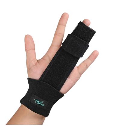 2 Finger Splint Trigger Finger Splint Adjustable Two Finger Splint Full Hand and Wrist Brace Support, Metal Straightening Immobilizer Treatment for Sprains, Mallet Injury, Arthritis (L/XL)