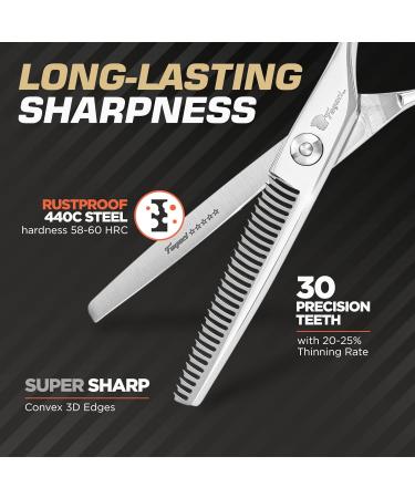 Fagaci Professional Hairdressing Shears - 6 Effilator Scissors 440C Steel Ultra Sharp & Durable | Smooth Cutting & Thinning Shears for Stylists - Buy Online on GoSupps.com