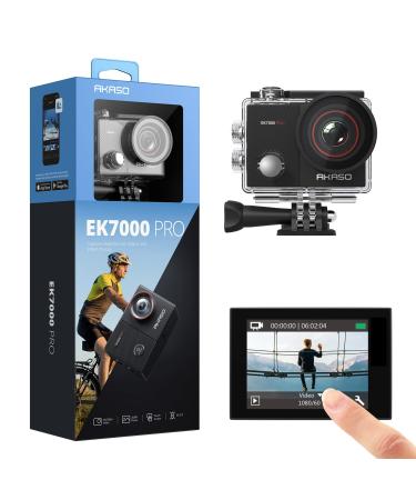 AKASO EK7000 Pro 4K Action Camera with Touch Screen EIS Adjustable View Angle Web Underwater Camera 40m Waterproof Camera Remote Control Sports Camera with Helmet Accessories Kit Black