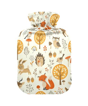 Zoo Hot Water Bottle with Cute Fox Rabbit Flower Owl Soft Warm Winter Bed Hand Neck Shoulders 2L