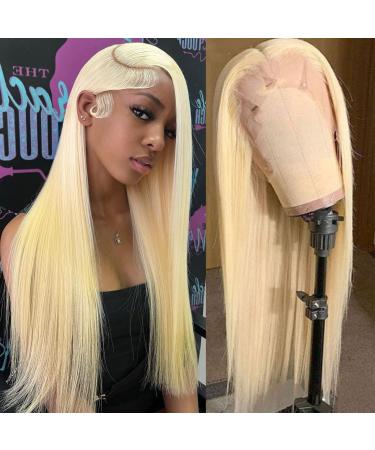613 Lace Front Wig Human Hair 180% Density  13X4 Straight Blonde Lace Front Wigs Human Hair  613 HD Lace Frontal Wig Pre Plucked with Baby Hair 12A Brazilian Blonde Wig Human Hair for Women (22 Inch  180% Density) 22 Inc...