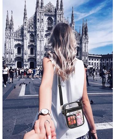 Clear Crossbody Stadium Bag - Adjustable Shoulder Strap - Black - Stadium Approved - Buy Online on GoSupps.com