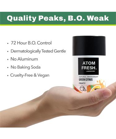 Atom Fresh Natural Deodorant - Aluminum Free Baking Soda Free Long-Lasting Odor Control - Green Citrus - 3 Pack (2.3 Oz Each) - Skin Safe & Eco-Friendly - Buy Online on GoSupps.com